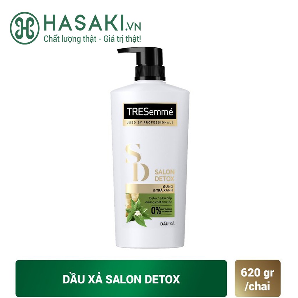 Dầu Gội – Xả Gừng &amp; Trà Xanh Detox Tóc Chắc Khỏe TRESemmé Salon Detox 620g