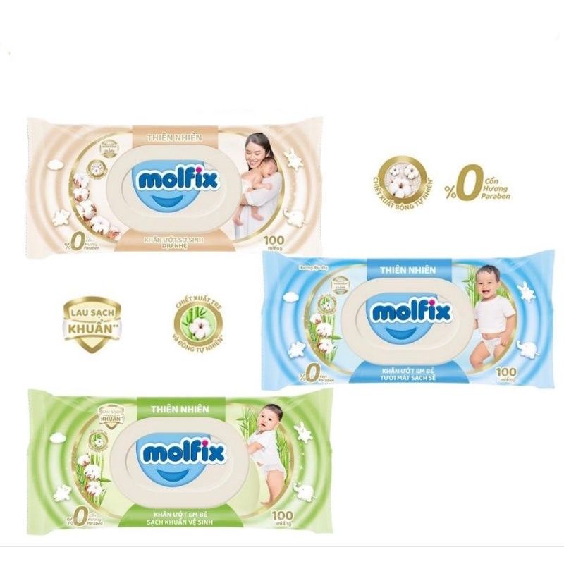 Khăn Ướt Organic Không Cồn Molfix 100 Tờ An Toàn Cho Bé