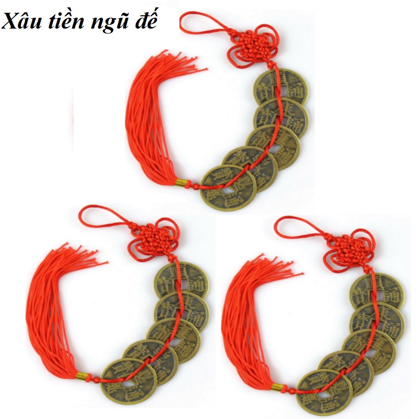 Bộ 5 Xâu tiền ngũ đế hoặc 4 Tiền Xu Mai Hoa 10 Cánh Rời  Mai Hoa Thập Toàn Treo Xe Oto 206230 4A  6154 [SKM]