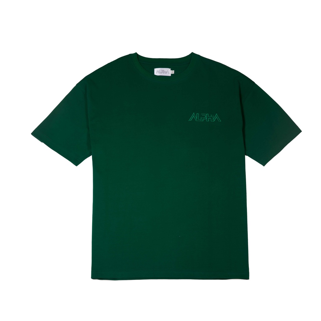 Áo Thun Thêu 3D Logo ALPHA mini - màu Xanh Ve Chai
