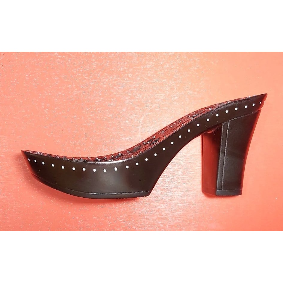 Đế giày gótt vuông màu đen & vân gỗ cao 10cm