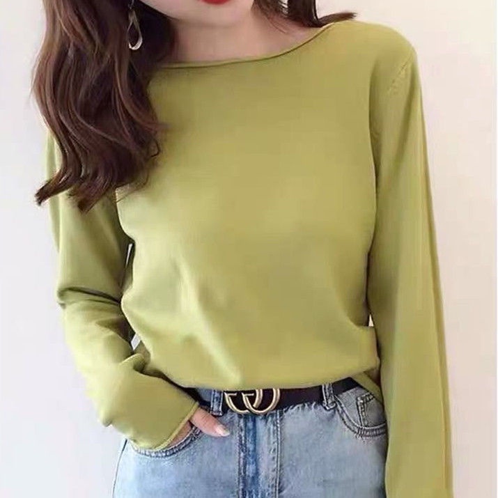 Áo len tay dài cổ tròn dáng ôm thời trang thu đông cho bạn nữ