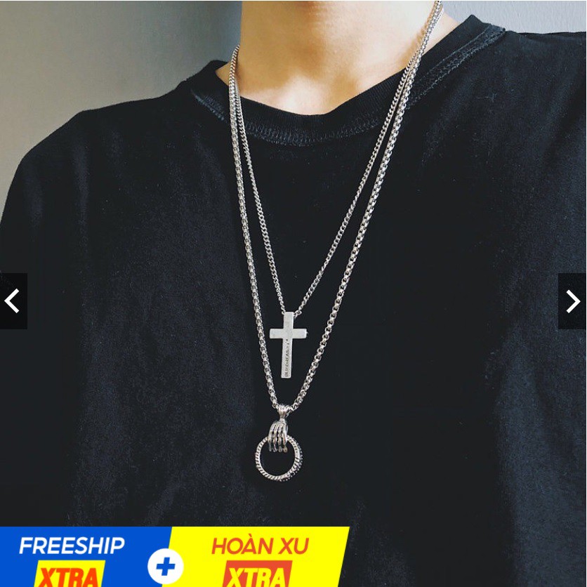 Vòng cổ, Dây Chuyền Thánh Giá Titan 2 Lớp - Phong Cách Cá Tính Cho Nam & Nữ - PK014