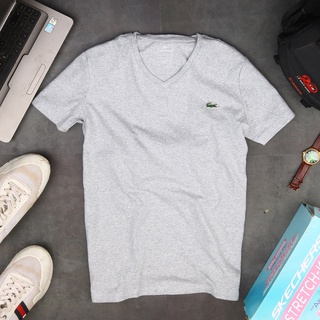 Áo phông nam cổ tim màu Cam ghi 100% cotton