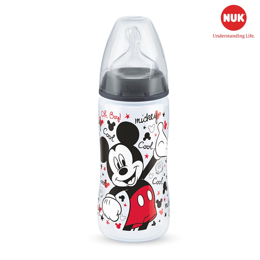 Bình sữa NUK 💞 Thương hiệu Đức 💞 nhựa PP Mickey 300ml núm ti Silicone S2 - M