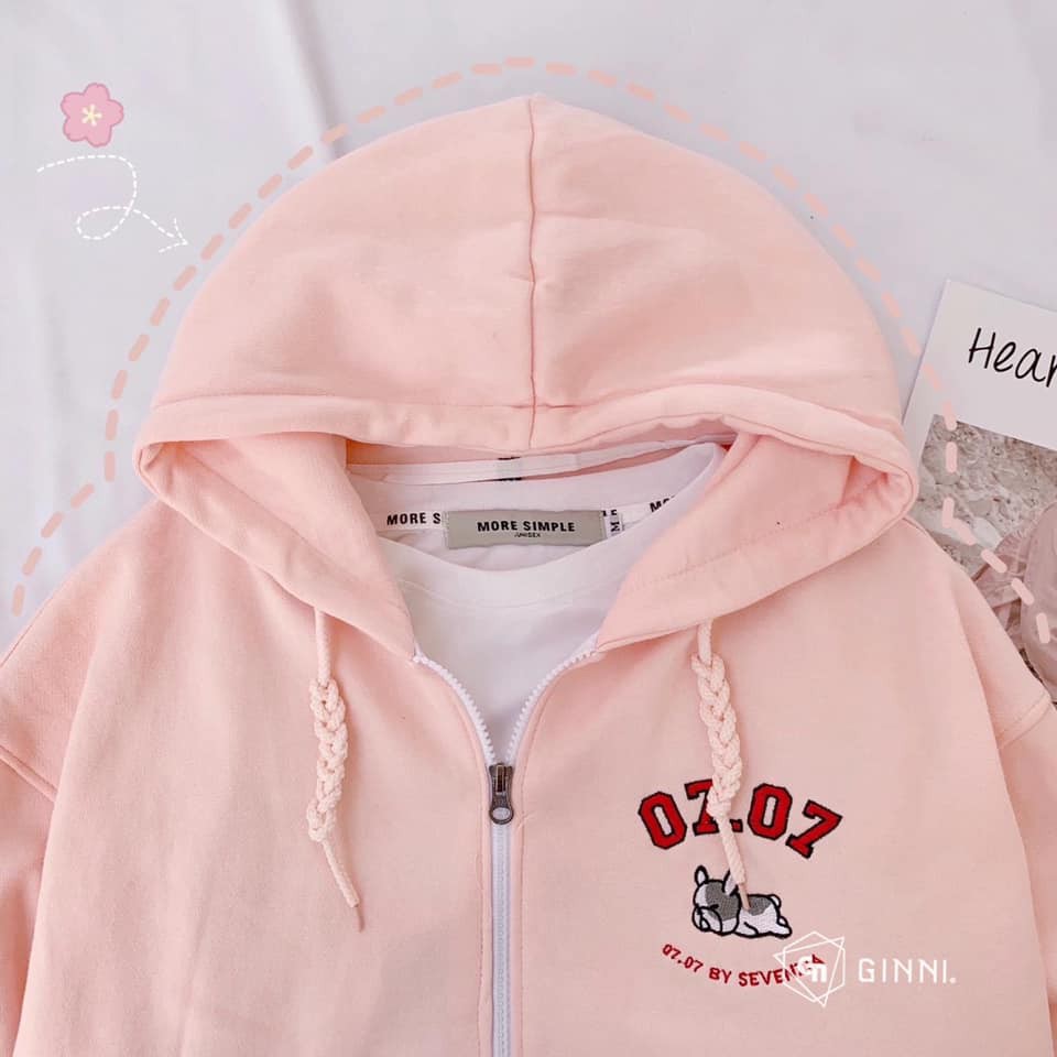 ÁO KHOÁC NỈ ZIP PUPPY 77 [CÓ SIZE - HỒNG CAM] - GINNI | BigBuy360 - bigbuy360.vn