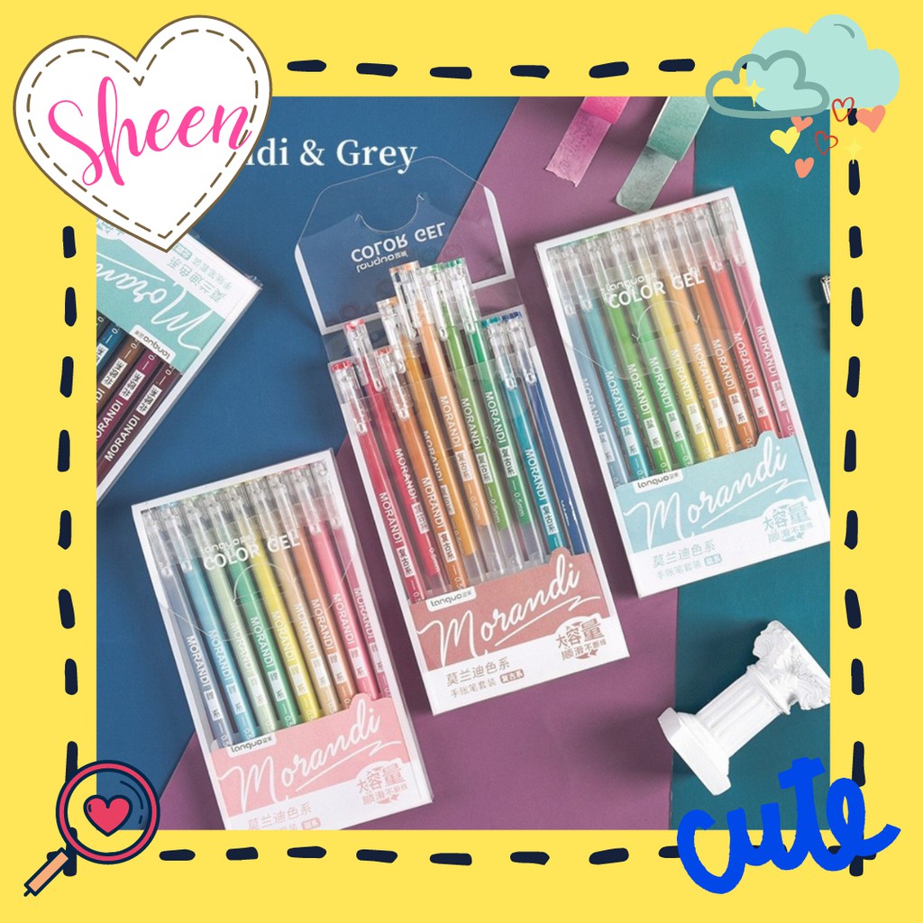 SET 9 BÚT MORANDI MỰC GEL NHIỀU MÀU