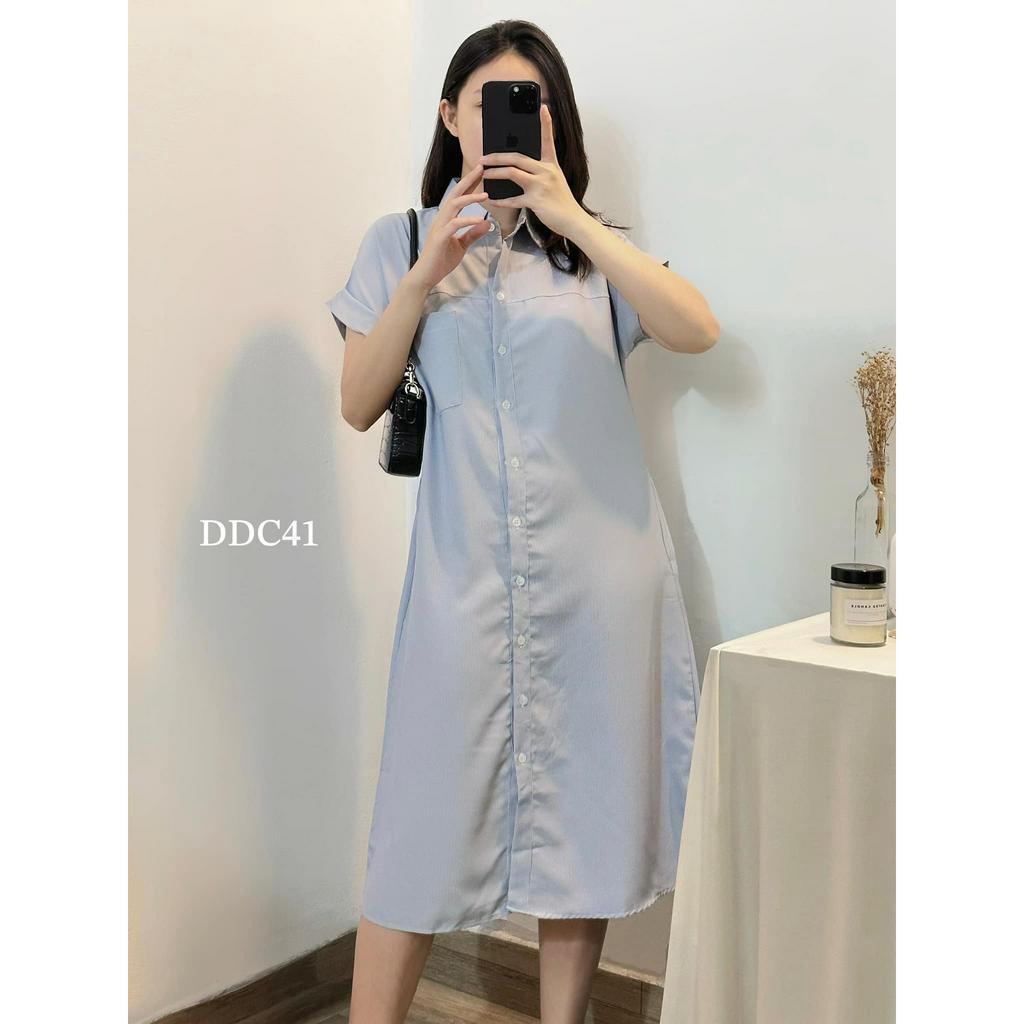 Đầm somi suông sọc tay gấp line phong cách bassic CHIBEST DDC41