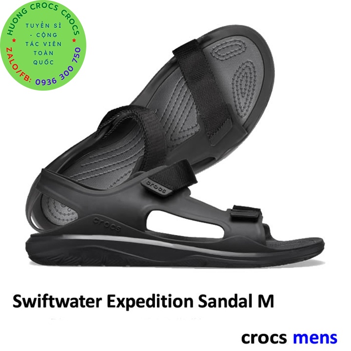 DÉP SANDAL CROCS SWIFTWATER WAVE EXPEDITION CHO NAM MÀU ĐEN CHUẨN XỊN FULL BOX