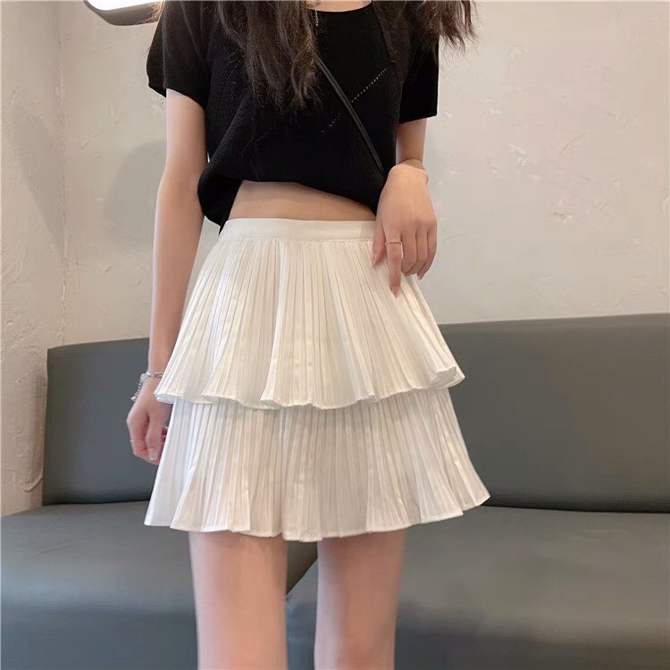 Chân váy xòe 2 tầng xếp ly dáng ngắn | BigBuy360 - bigbuy360.vn