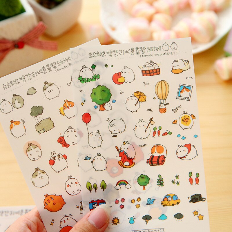 Set 6 Sticker Hình Thỏ Dễ Thương Dùng Trang Trí Tiện Dụng