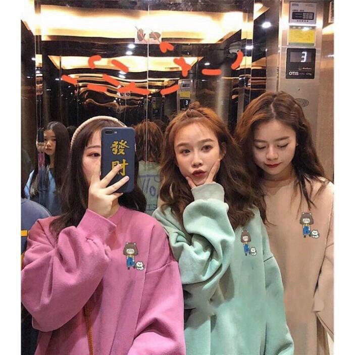 Áo Sweater Nỉ Bông Hình Cô Gái
