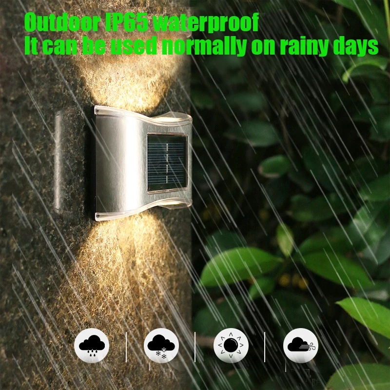 Đèn LED Inox Gắn Tường Chạy Bằng Năng Lượng Mặt Trời Chống Mưa Tiện Dụng