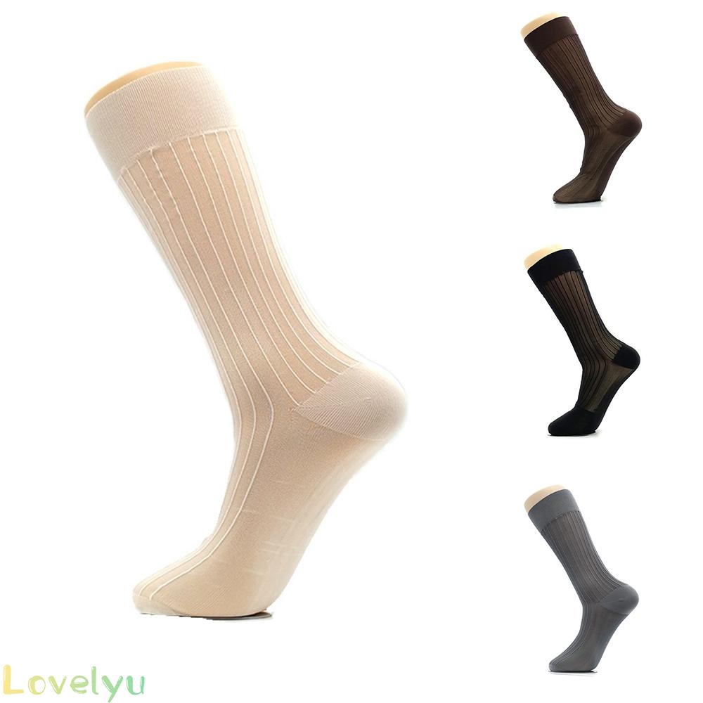 &lt;READY STOCK&gt;Men Dress Socks 1 Pairs Lot Striped Casual Fashion Sexy Knee High Stockings NEW100% brand new！