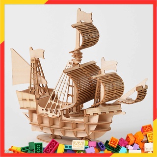 Bộ đồ chơi lắp ráp mô hình tàu chiến 3d bằng gỗ diy dành cho bé