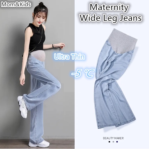 Quần Jeans Ống Rộng Plus Size Cho Phụ Nữ Mang Thai