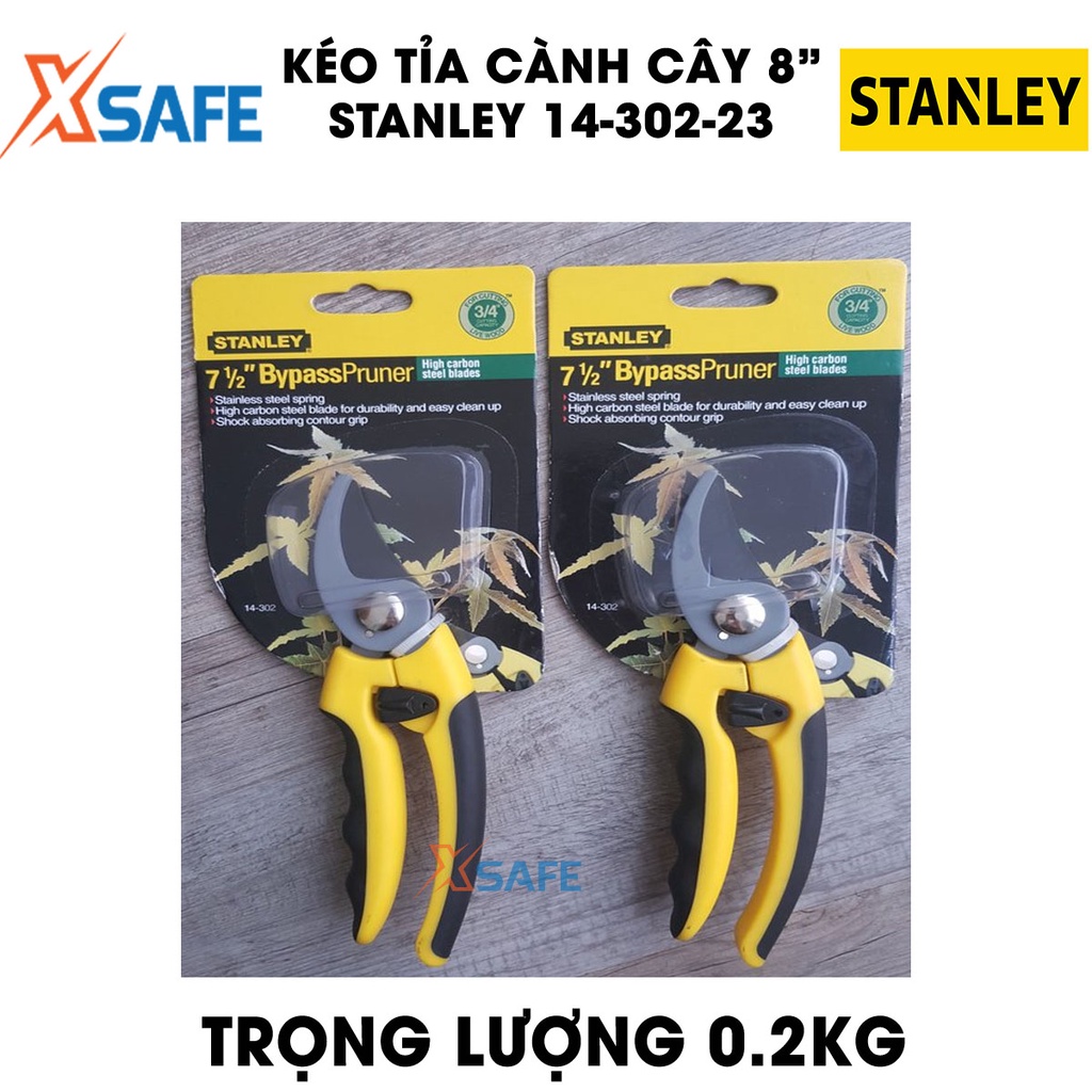 Kéo tỉa cành cây 8 inch STANLEY 14-302-23 200mm Kéo cắt tỉa tiện dụng, lưỡi kéo thép Carbon bén, cứng cáp