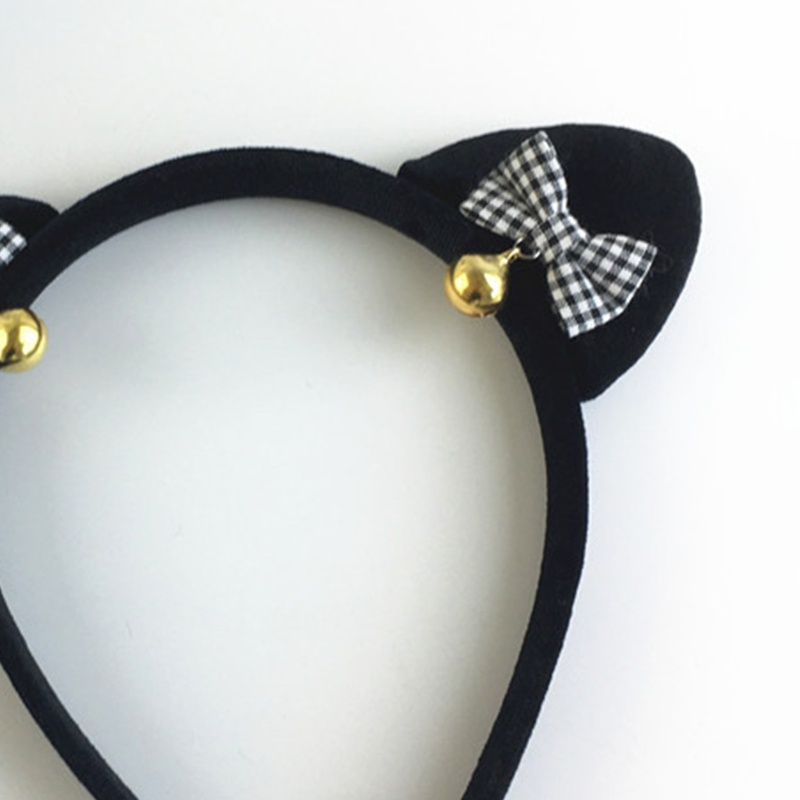 Flgo Băng Đô Tai Mèo Phối Lông Có Chuông Hoạt Hình Dùng Rửa Mặt / Biểu Diễn Tiệc Tùng