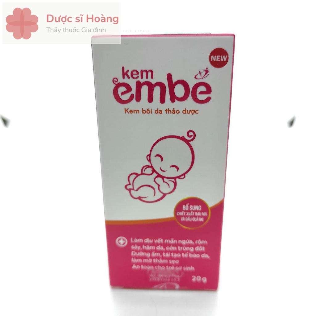 Kem EmBe - Làm Dịu Vết Mẩn Ngứa,Muỗi Đốt,Chàm Sữa,Rôm Sảy,Hăm Tã,Côn Trùng Đốt;An Toàn Cho Trẻ Sơ Sinh, Kem Em Bé