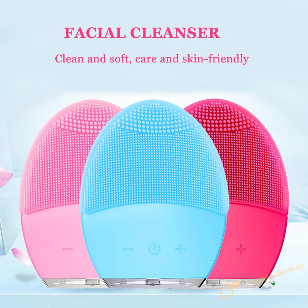 【New】Face Cleansing Brush Electric Facial Massager Silicone Vibration Cleaner