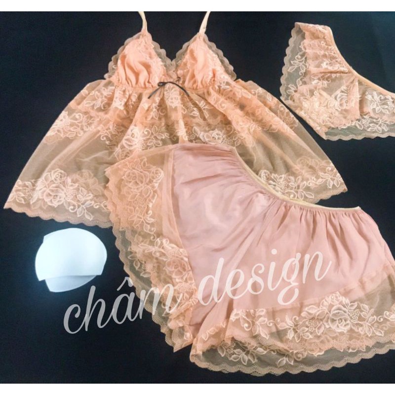 bộ 2 dây màu đồng hoạ tiết ren hoa dây siêu đẹp, hàng thiết kế độc quyền tại shop