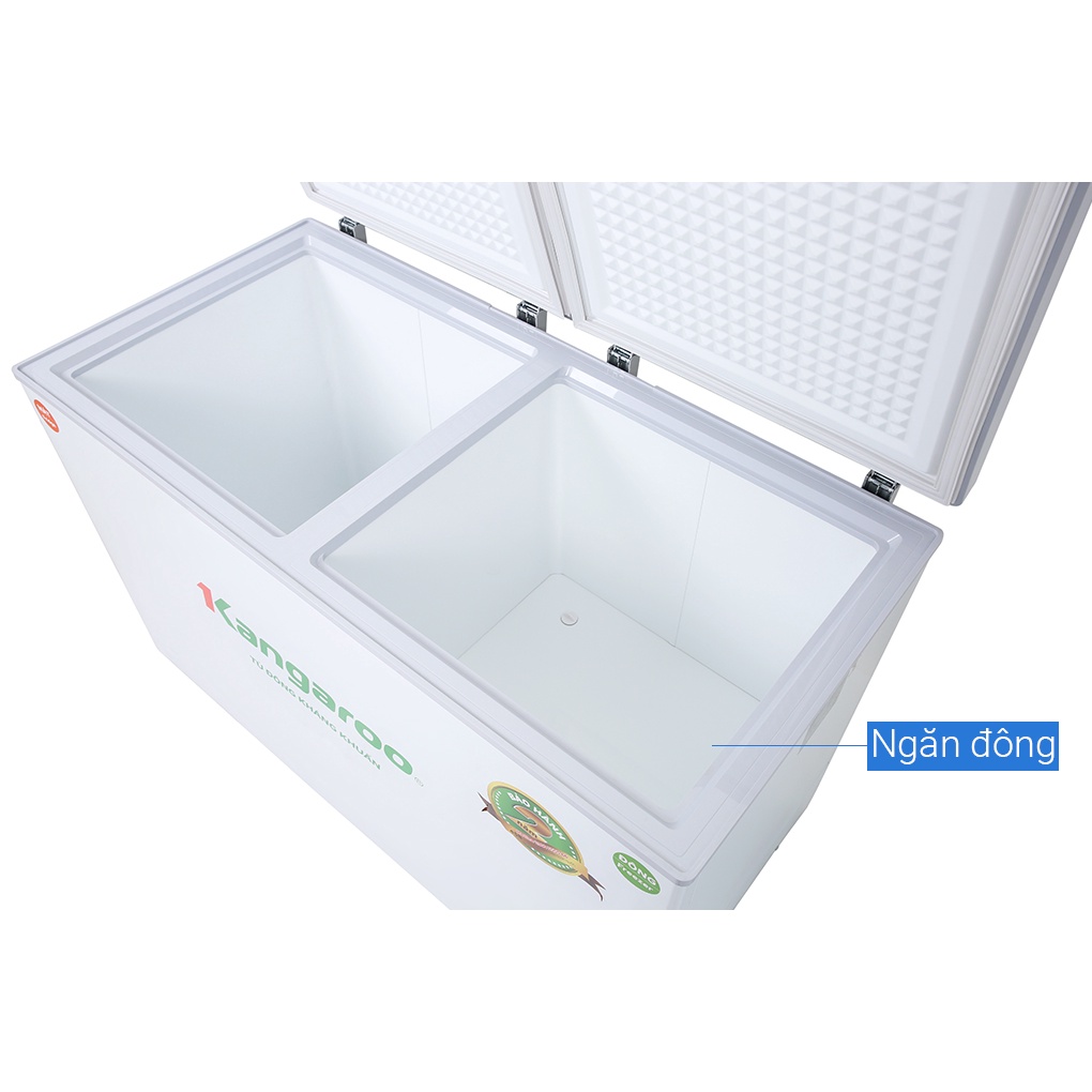 Tủ đông kháng khuẩn KANGAROO 2 ngăn, 2 cánh màu inox, không kính KG498KX2