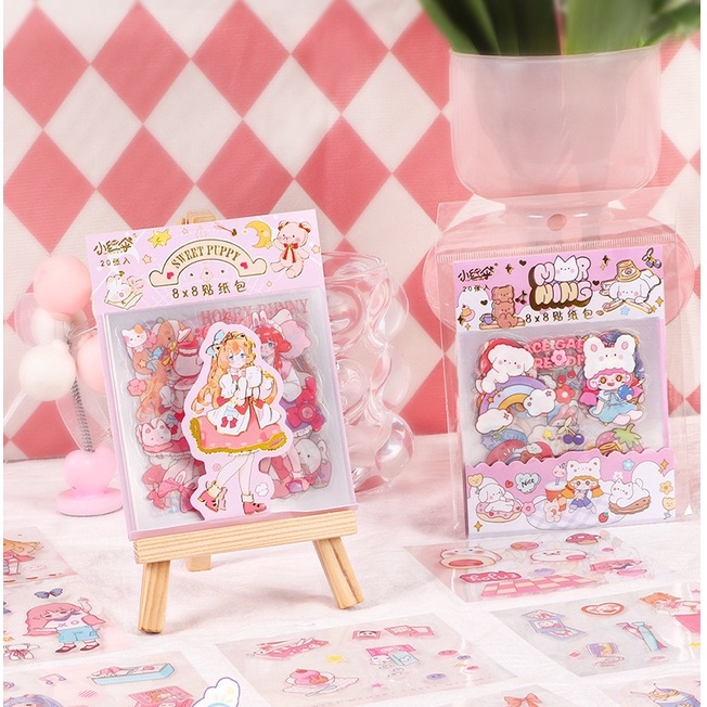 Túi 20 Tờ Sticker Dễ Thương Dán Trang Trí Không Thấm Nước