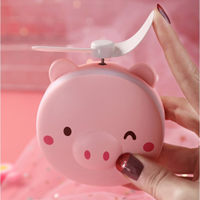 Quạt Tích Điện cầm tay Mini siêu dễ thương - Tích hợp Đèn LED + Gương trang điểm đa năng siêu tiện lợi | BigBuy360 - bigbuy360.vn