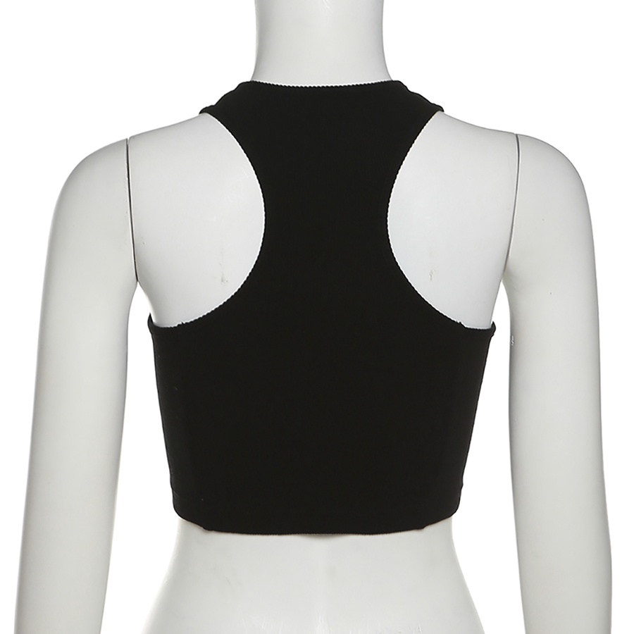 Klalien Áo Croptop Hai Dây Ôm Dáng In Chữ Phong Cách Đường Phố Mỹ Cá Tính Cho Nữ