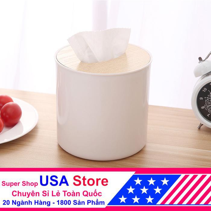 Hộp Đựng Giấy Nắp Gỗ Dáng Tròn CDS1163 Autofun