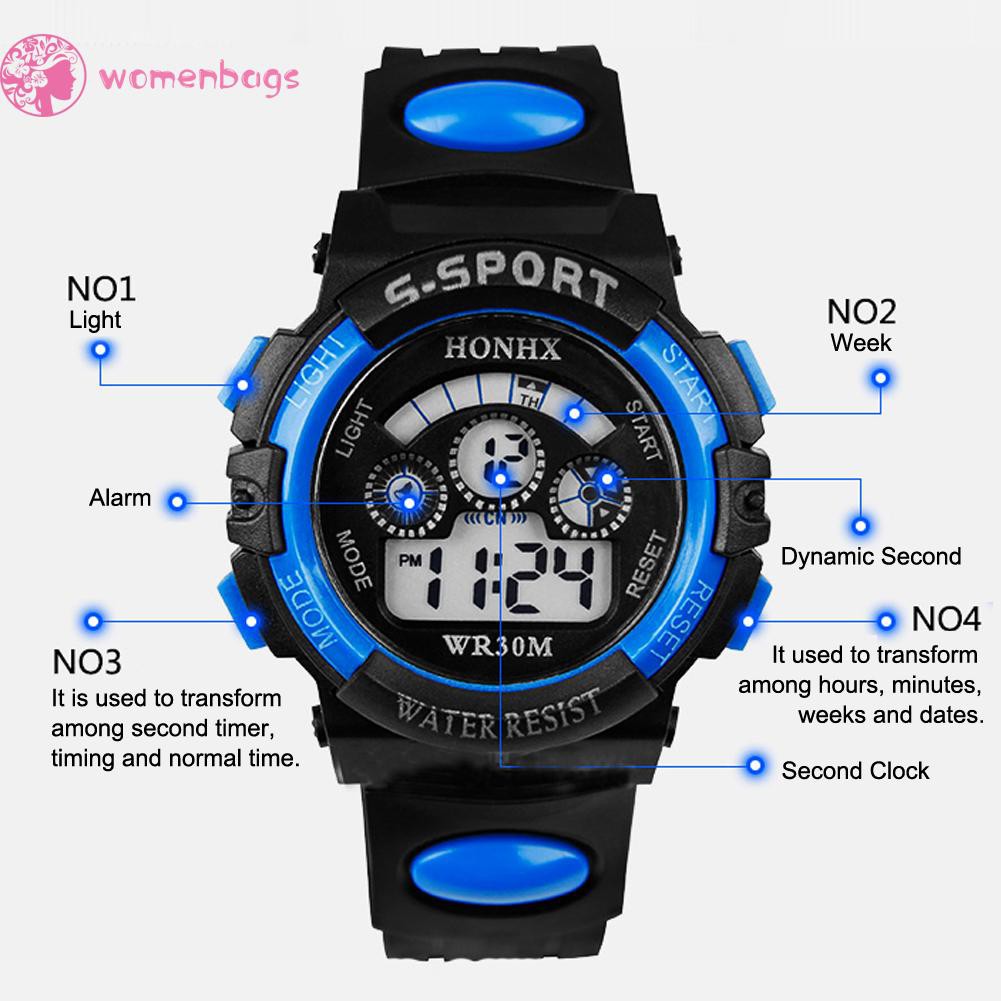 READYWB❀Fashion Multifunction Waterproof Boy Sports Electronic Children Watches