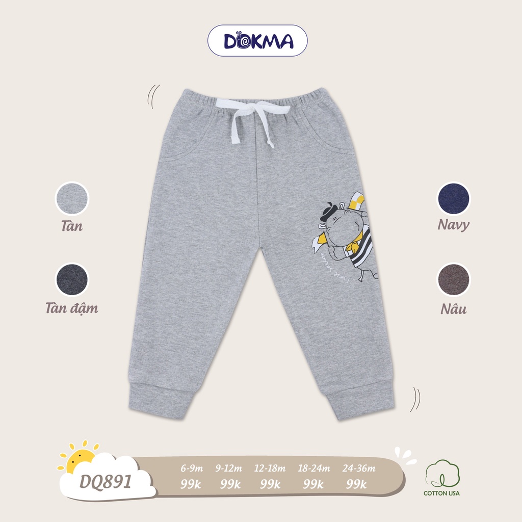 (6-36m) Quần dài vải cotton dày vừa cho bé DQ891 - DOKMA