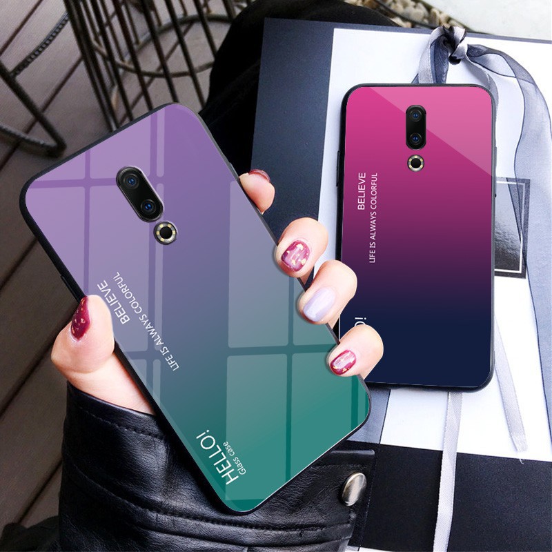 Ốp điện thoại mặt kính cường lực thiết kế màu loang cho Meizu 16Xs Meilan 16th 16 Plus 6T