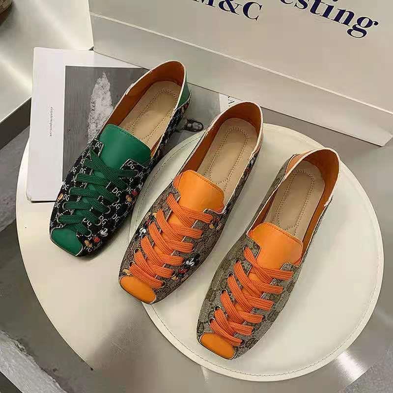 Jiashucheng Giày Lười Thắt Dây Họa Tiết Sọc Caro Thiết Kế Mới Thoáng Khí Thời Trang Mùa Xuân Hè Dành Cho Nữ