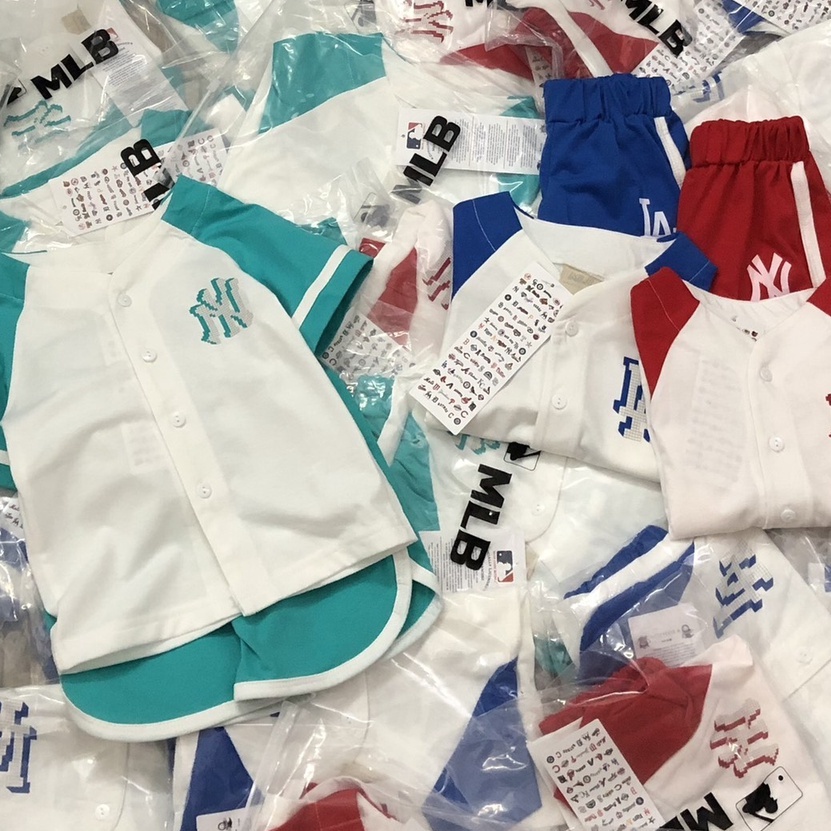 Đồ bộ cộc tay bé trai - Set bộ bóng chày MLB cho bé trai size 90-150