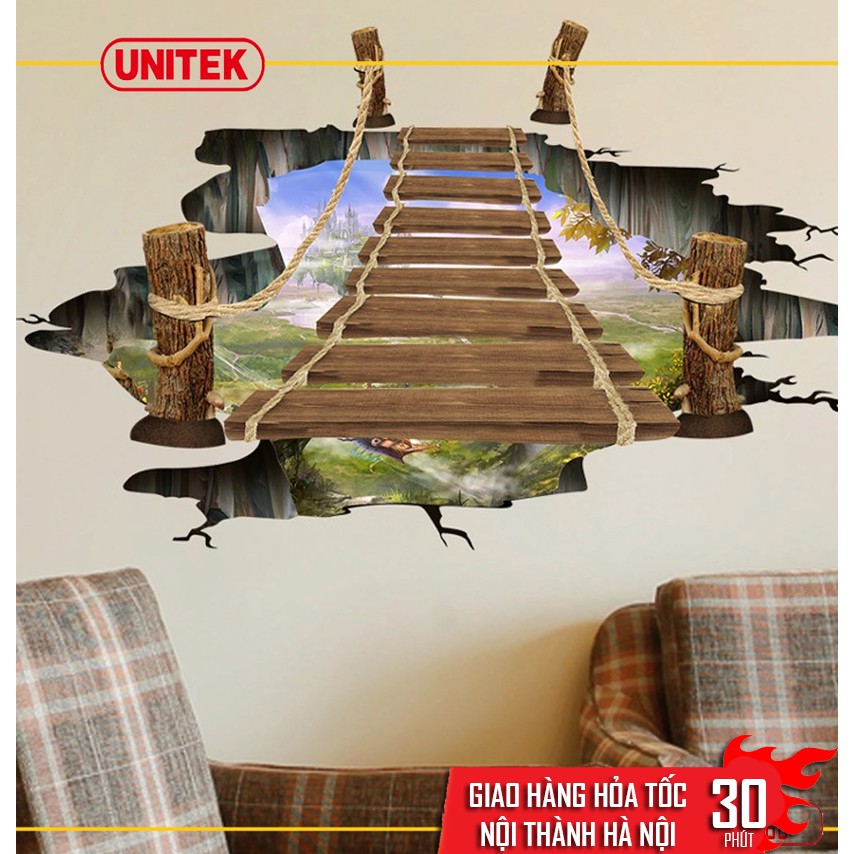 Bộ Tranh Decal 3D Trang Trí Dán Tường Hình Cầu Gỗ Treo