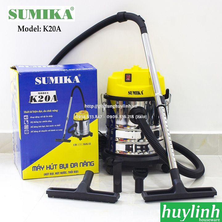 Máy hút bụi Sumika K20A - 20 lít - Hút khô + hút ướt + thổi bụi