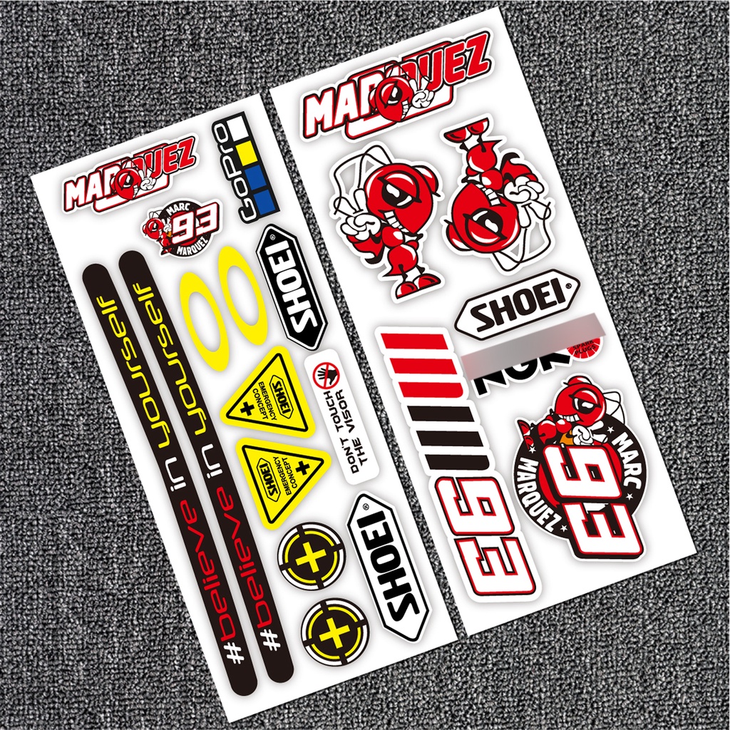 Set 2 Miếng Dán Phản Quang Trang Trí Xe Mô Tô MARQUEZ 93