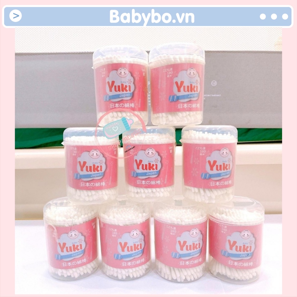 Tăm bông ngoáy tai cho bé, hộp 180 que tăm bông vệ sinh trẻ em Yuki Nhật Bản