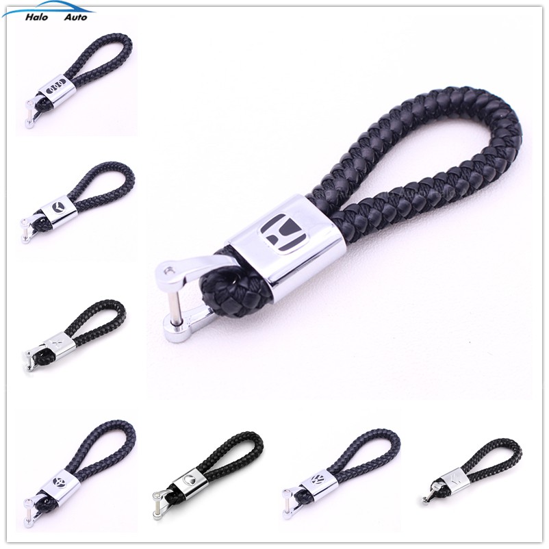 Móc khóa dây da thiết kế hình logo xe hơi tiện dụng