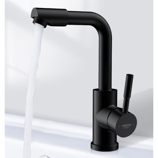 Vòi lavabo nóng lạnh màu đen Inox 304 MS4- đầu vòi xoay 360 độ