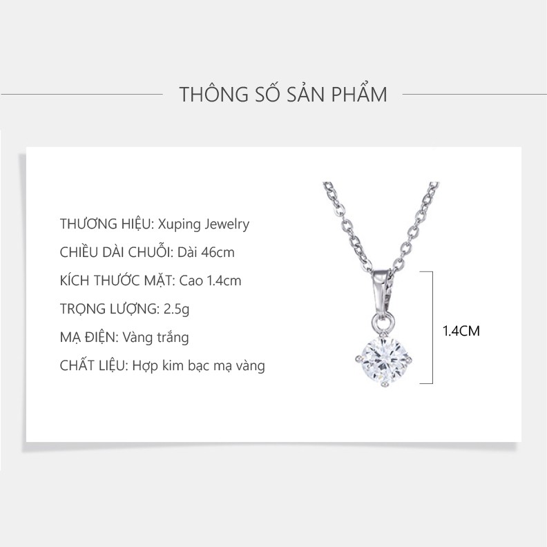 Dây Chuyền Nữ Mạ Vàng Trắng, Đính Đá Dimond Tròn Sang Trọng - XPDC35