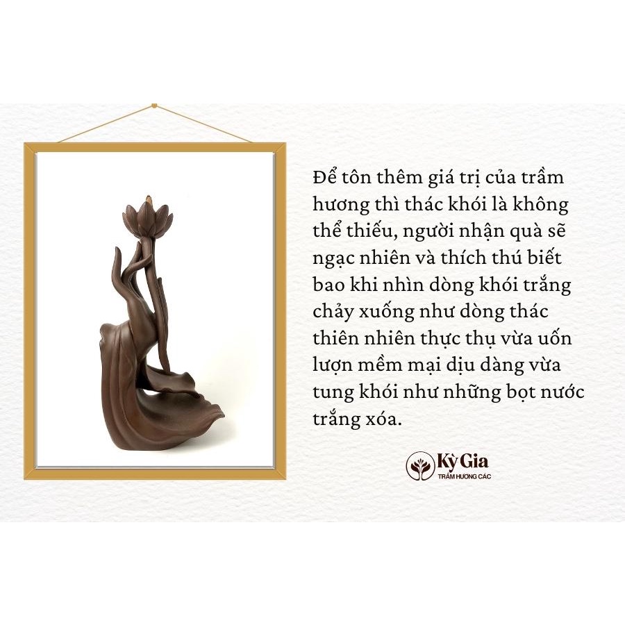 Thác Khói Trầm Hương Tay Phật Đỡ Sen Kỳ Gia Trầm Hương Các- Phong Thủy- Trang Trí