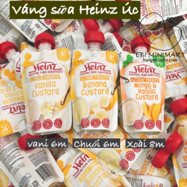 Váng sữa Heinz Custard Úc cho bé ăn dặm