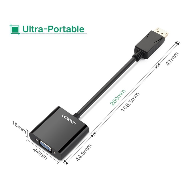 Ugreen Cáp Chuyển Đổi Từ Cổng Displayport Sang Vga Dp 1080p Cho Máy Chiếu / Tv / Macbook