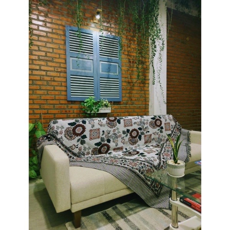 Thảm Thổ Cẩm vintage 1,8m x 2,3m hoa hướng dương