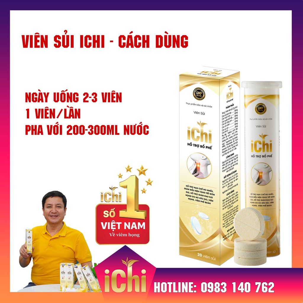 ✅Viên Sủi ICHI Chính Hãng - Đánh Viêm Họng Hạt, Viêm Amidan, Ho, Đau Rát Họng - Công nghệ Nhật Bản