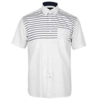 [100% Cotton - Sale] Áo sơ mi ngắn tay Pierre Cardin Fashion Short Sleeve Shirt Mens (White/Back - UK )
