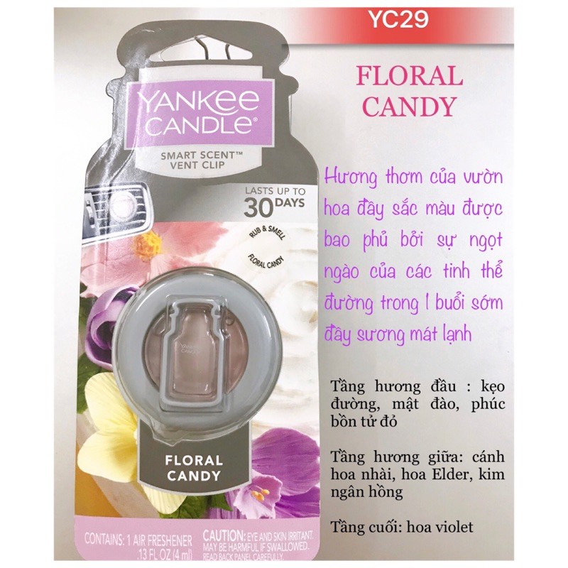 Nước hoa ô tô Yankee Candle floral candy YC29
