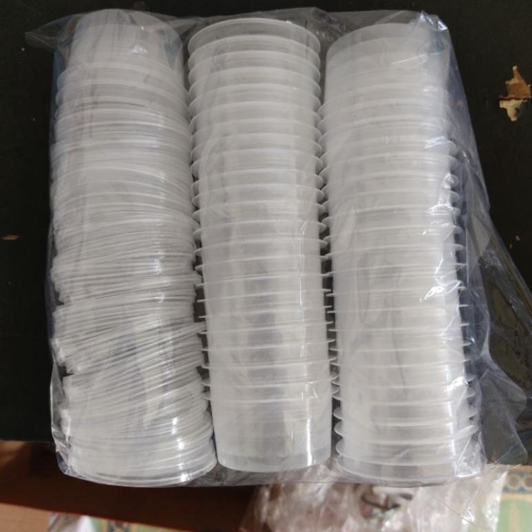 Bộ 50 hộp nhựa tròn bánh flan có nắp
